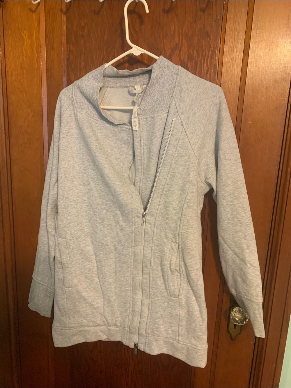 lululemon athletica Heather Light Gray Asymmetrical Zip Hoodie